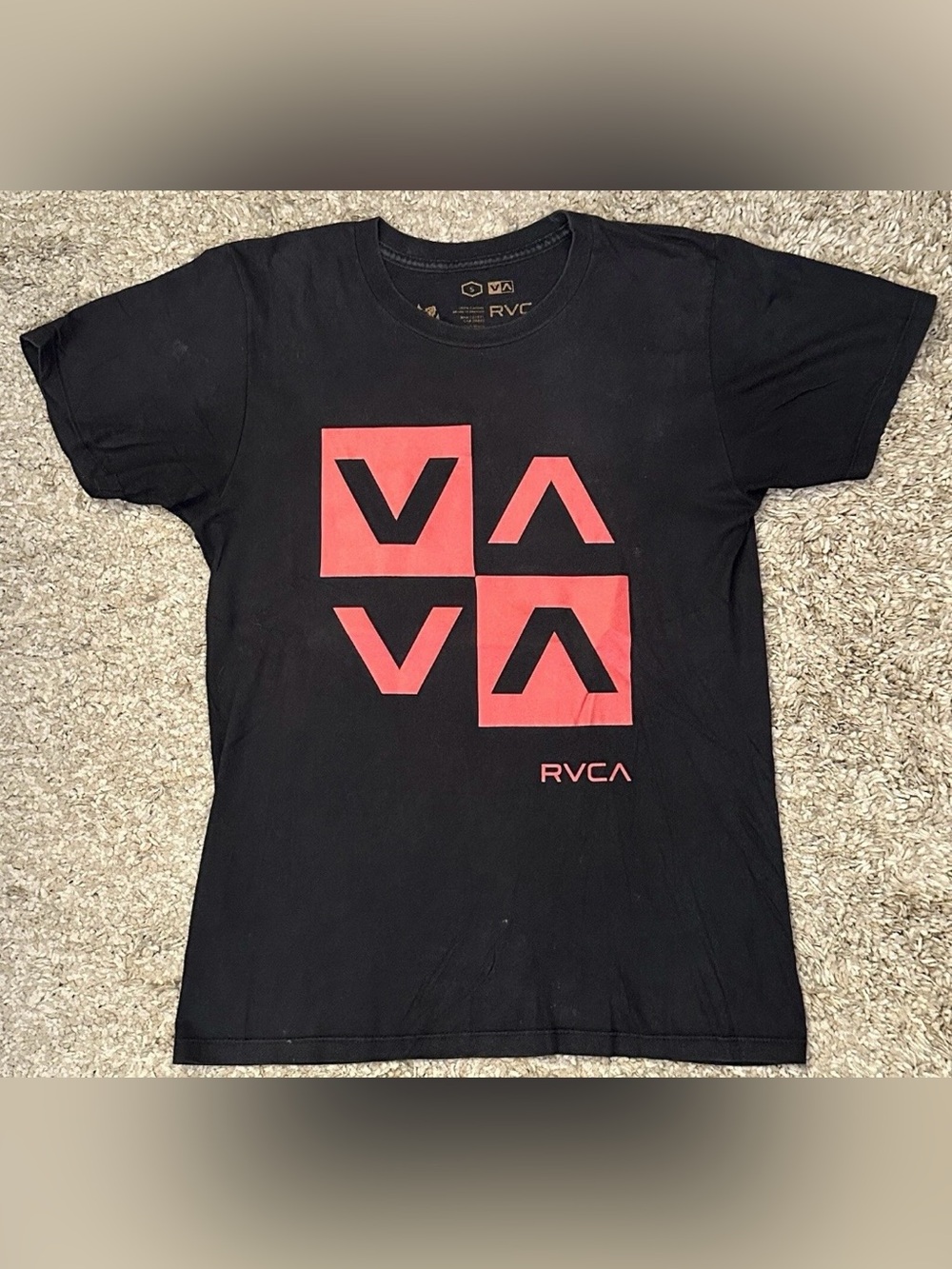 RVCA Men’s Size S Black Crew Neck Graphic Logo Short Sleeve T-Shirt Mexico